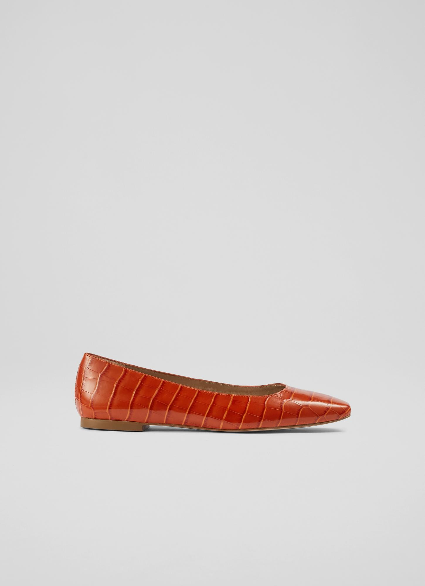 Orange on sale leather flats